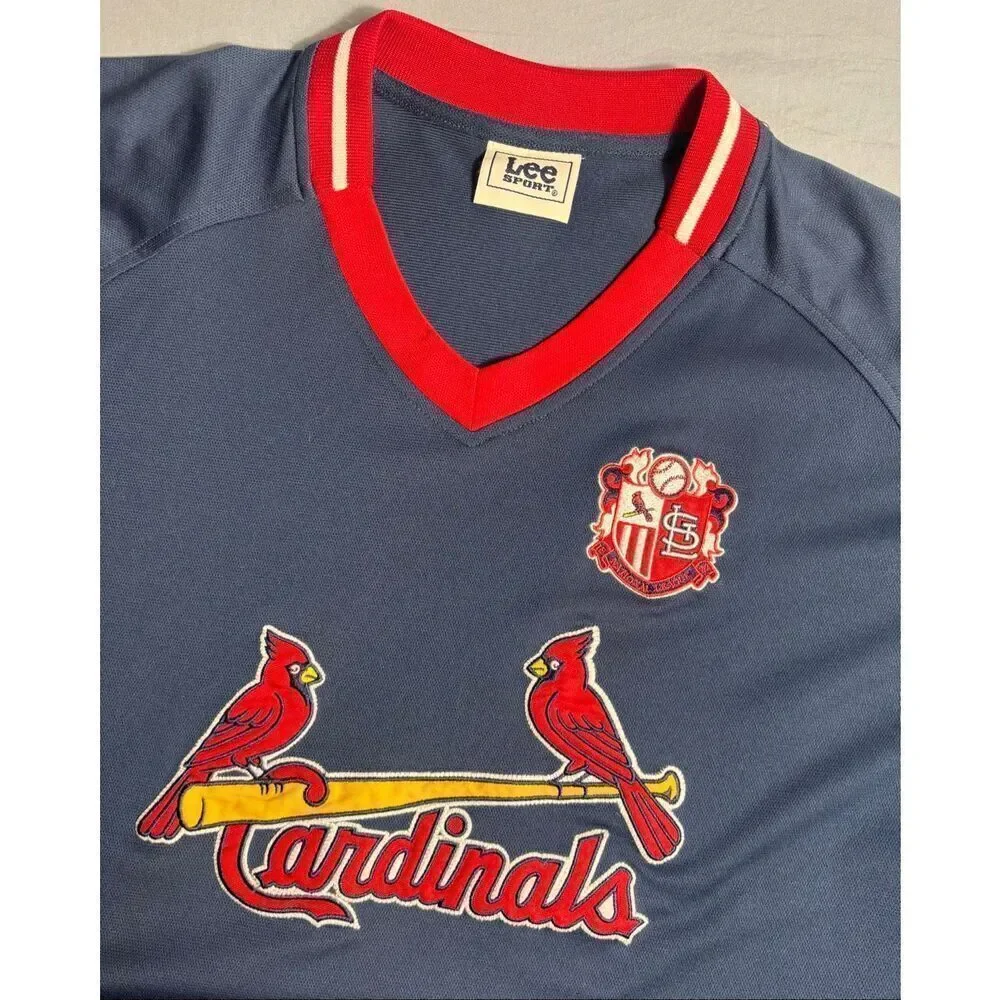 Vintage St. Louis Cardinals Jersey Lee Sport Mens Size XL Embroidered MLB Blue